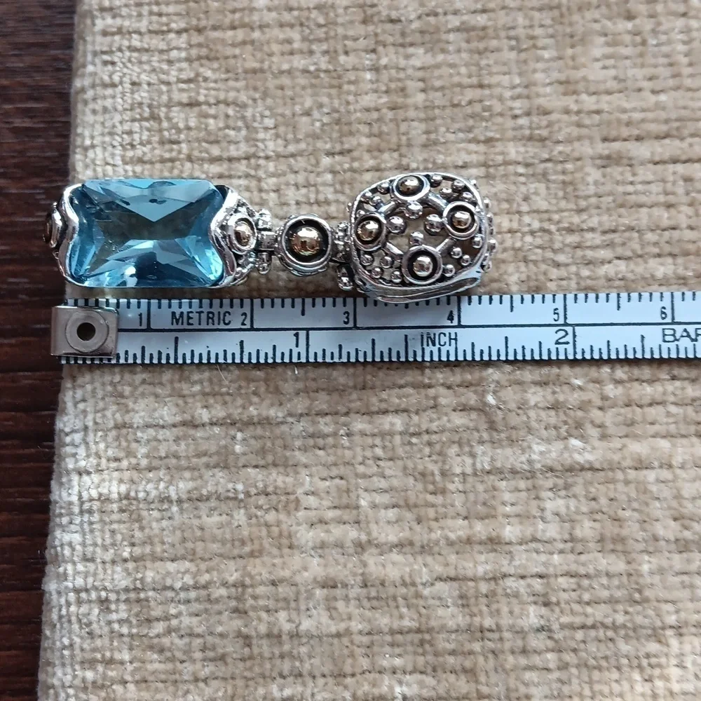 Silver Tone Synthetic Blue Multi Faceted Pendant